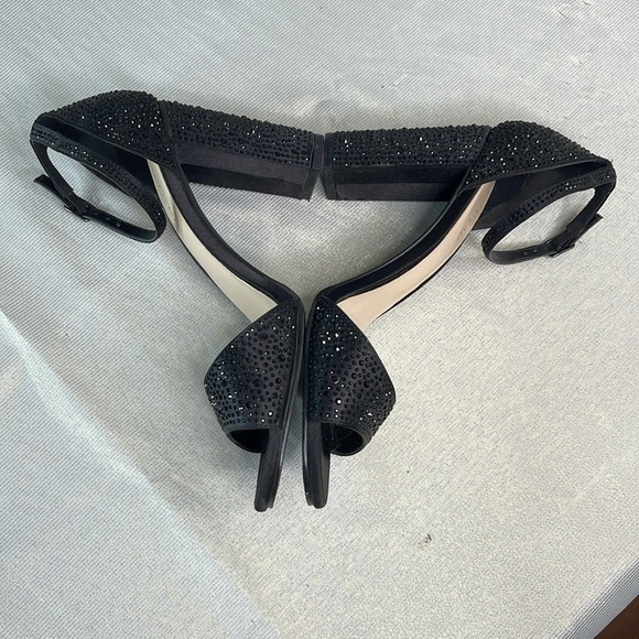 Le Chateau Jewel Studded Elegant Black Heels Open Toe Ankle Strap 39 EU - Picture 5 of 13